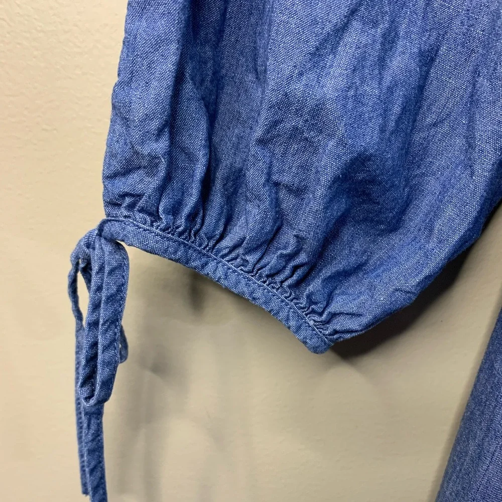 J.Crew Re-Imagined denim dress raglan long sleeves front button closure size LT - Picture 3 of 11